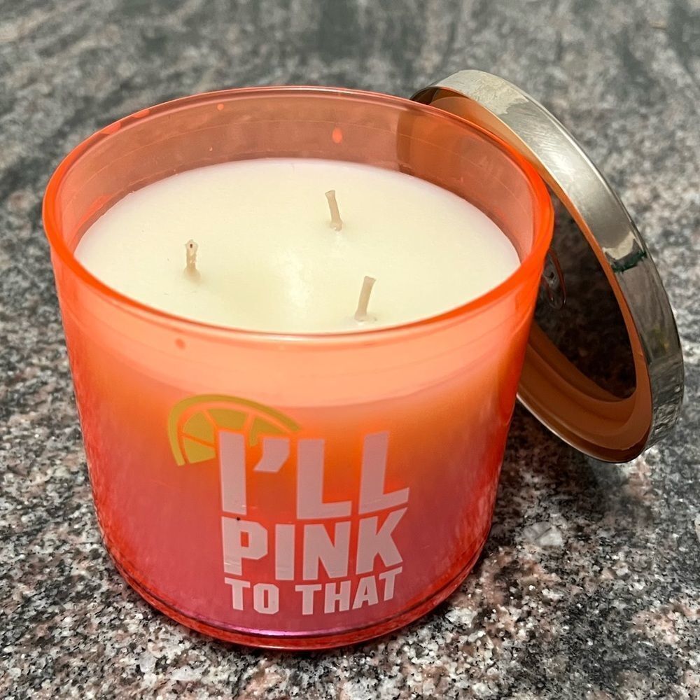 Victorias Secret Pink I’ll Pink to that 3 Wick Candle Calypso Orchid Driftwood